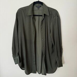 Banana Republic Satin Button Down | Olive Green | Sz. XS